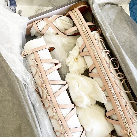 ALBERTA FERRETTI Knee High Gladiator Sandals Light Pink Rose 37 - Picture 3 of 9